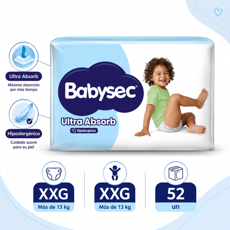 PAÑAL DE BEBE  BABYSEC ULTRA ABSORB XXG 52UN - 3