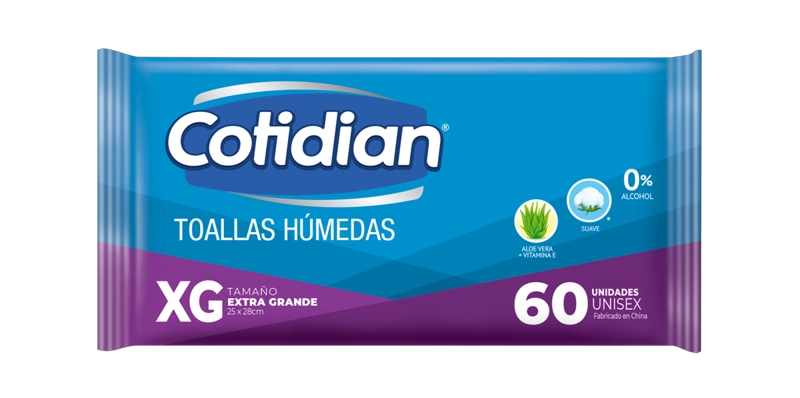 TOALLITAS HUMEDAS COTIDIAN ALOE VERA & VITAMINA E - 2