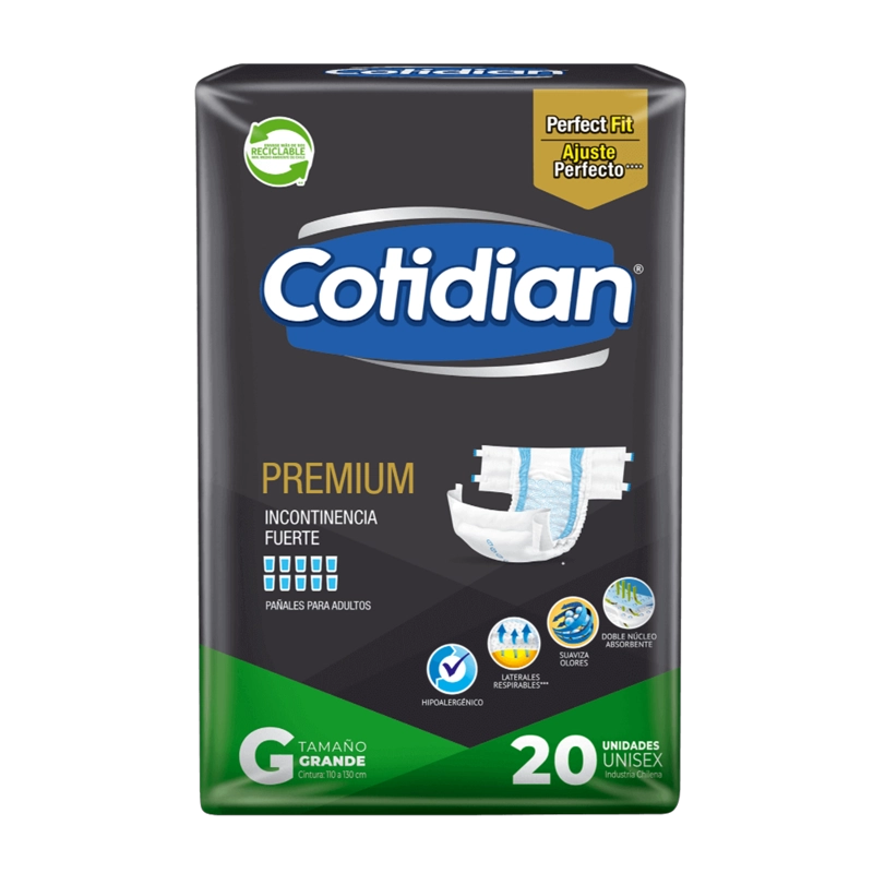 PACK 4 PAÑALES ADULTO COTIDIAN PREMIUM 20 UN TALLA G - 2