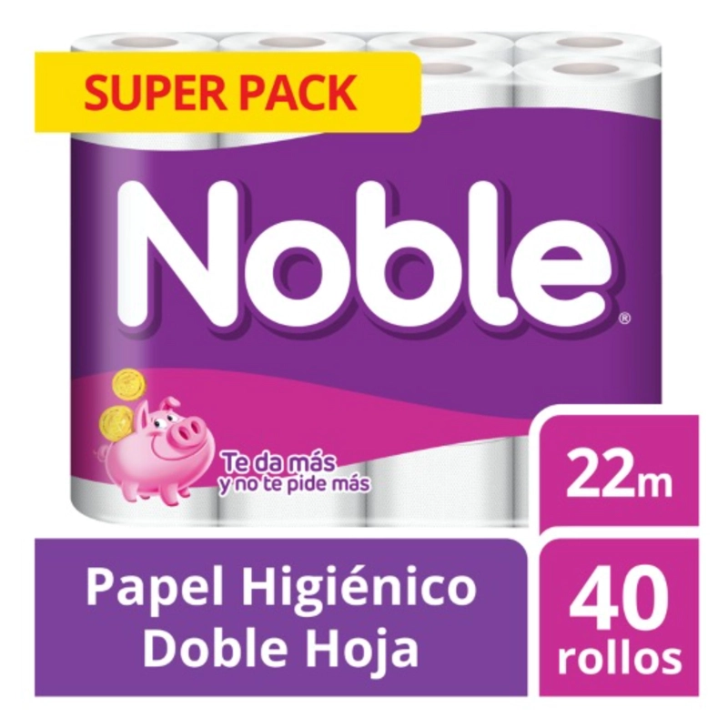 PAPEL HIGIE NICO NOBLE DOBLE HOJA 40 UN 22 MT - 2