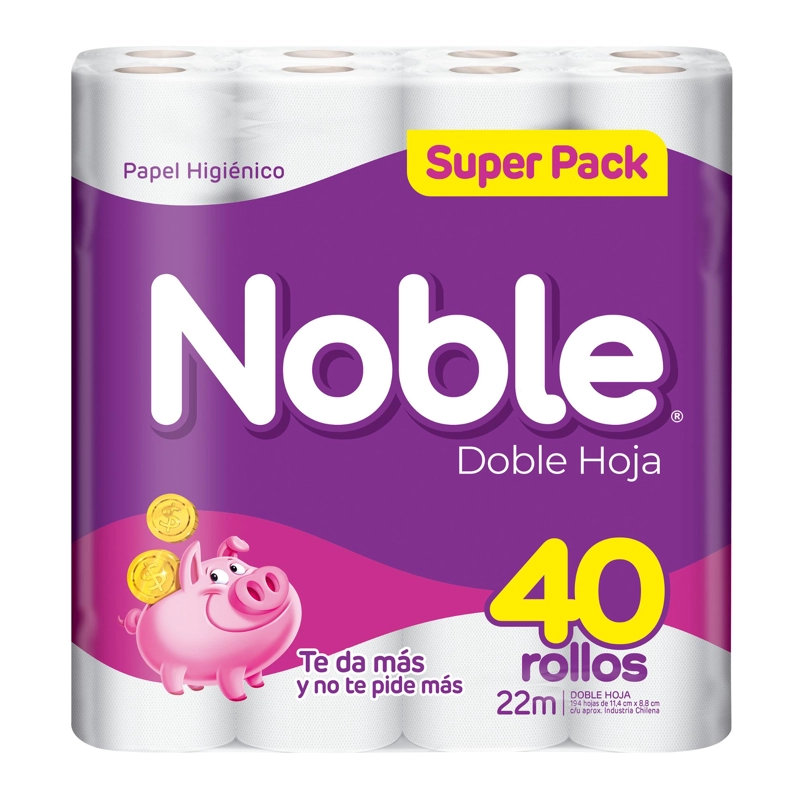 PAPEL HIGIE NICO NOBLE DOBLE HOJA 40 UN 22 MT - 3