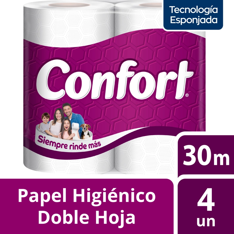 PAPEL HIGIE NICO CONFORT DOBLE HOJA  4 UN 30 MT - 1