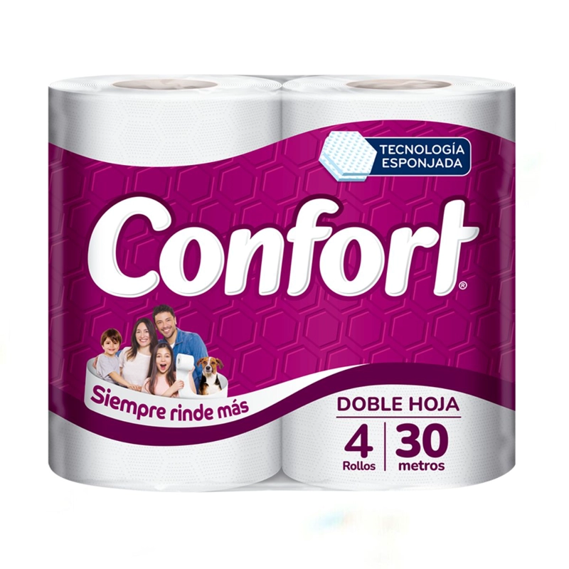 PAPEL HIGIE NICO CONFORT DOBLE HOJA  4 UN 30 MT - 2