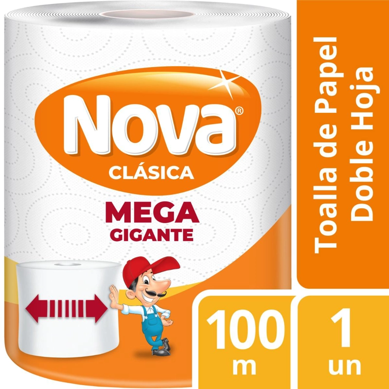TOALLA DE PAPEL DOBLE HOJA NOVA CLASICA MEGA GIGANTE 100MTS - 2