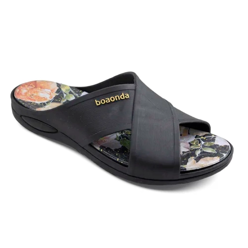 SANDALIA HARMONY MUJER BOAONDA NEGRO FLORAL - 1