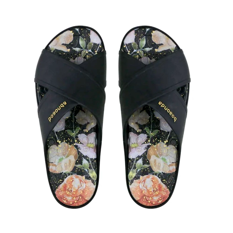 SANDALIA HARMONY MUJER BOAONDA NEGRO FLORAL - 3