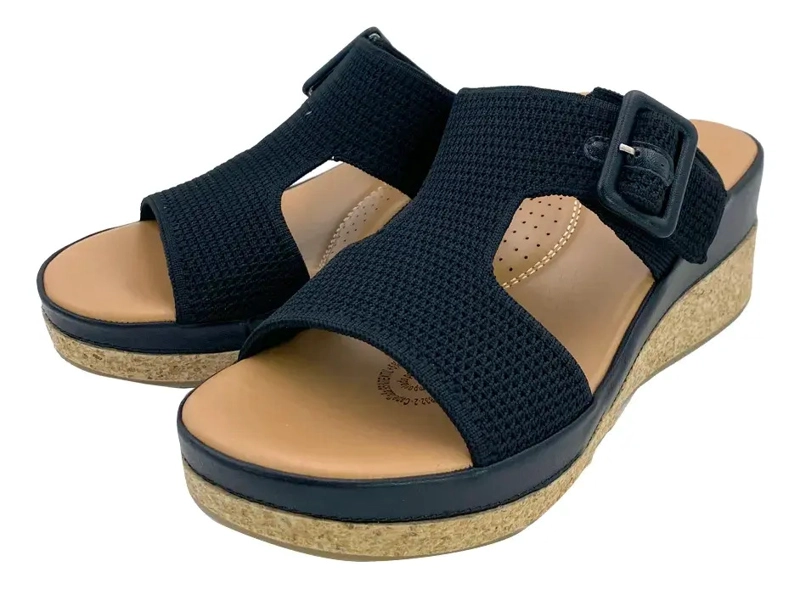 SANDALIA NEGRO TEXTIL VIA ROSMINI ORME CASUAL MUJER - 3