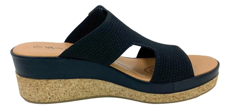 SANDALIA NEGRO TEXTIL VIA ROSMINI ORME CASUAL MUJER - 6