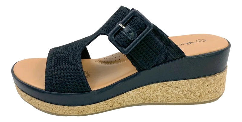 SANDALIA NEGRO TEXTIL VIA ROSMINI ORME CASUAL MUJER - 7