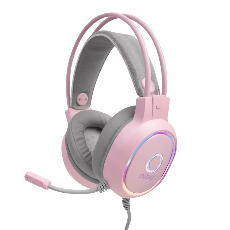 AUDÍFONOS GAMER NIBIO HEADSET ZIGMA PC PS XBOX RGB ROSADO - 2