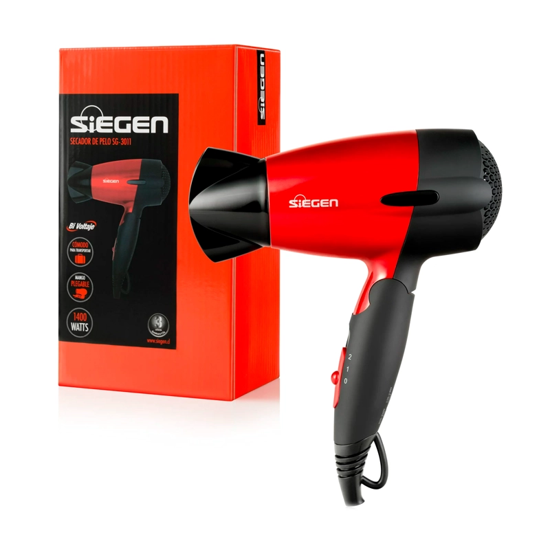 SECADOR DE CABELLO SIEGEN 1400 W SG-3011 LET'S GO TRAVEL ROJO - 4