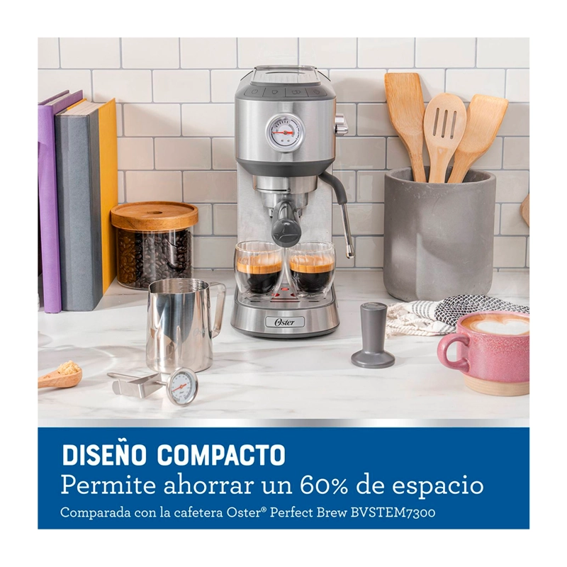 CAFETERA ESPRESSO COMPACTA OSTER BVSTEM7200 15BAR 1350W GRIS - 4