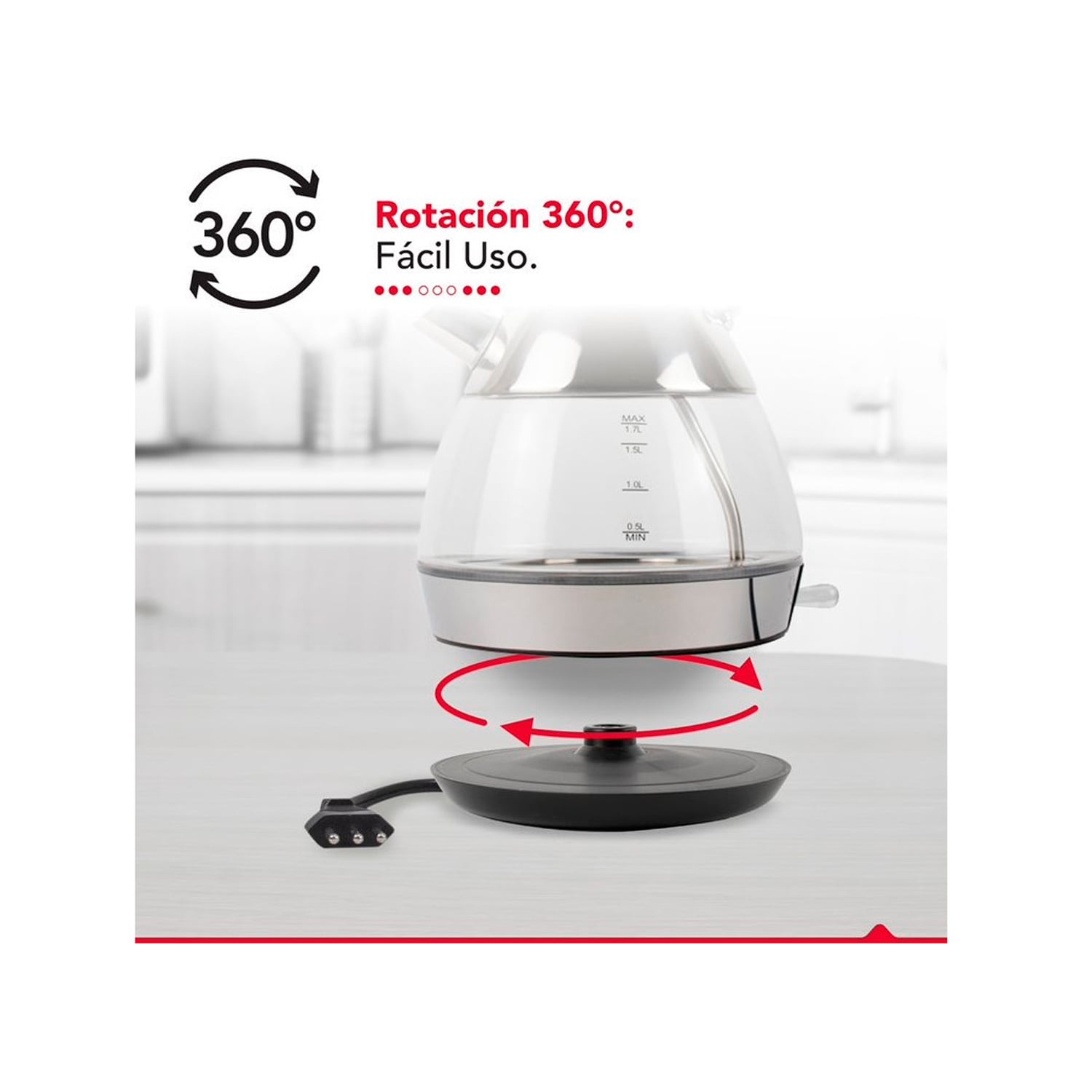 HERVIDOR VIDRIO TEMPLADO 1,7L THOR DIAMOND DESIGN - 4