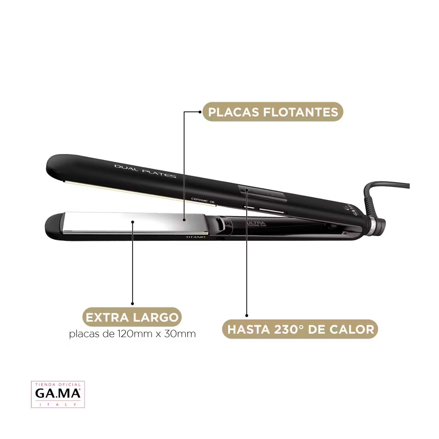 PLANCHA ALISADOR GAMA X-WIDE D 4D DUAL PLATES TITANIO - 5