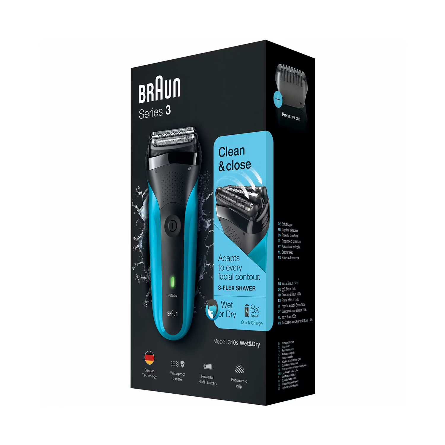 MÁQUINA DE AFEITAR BRAUN SERIES 3 301BT BLACK BLUE WET&DRY - 4