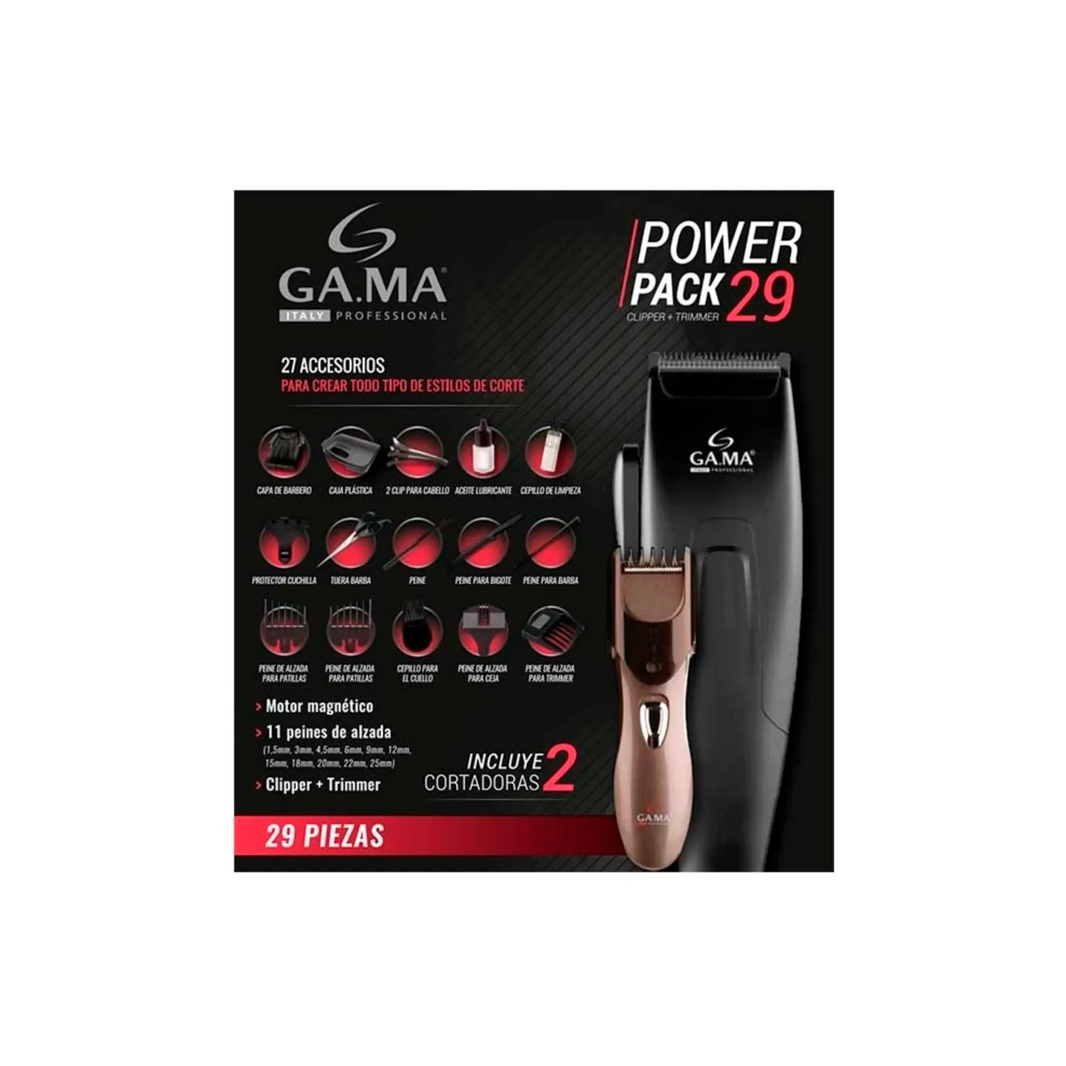 CORTADORA DE PELO GAMA GM562 29 PIEZAS CLIPPER MAGNÉTICO - 3
