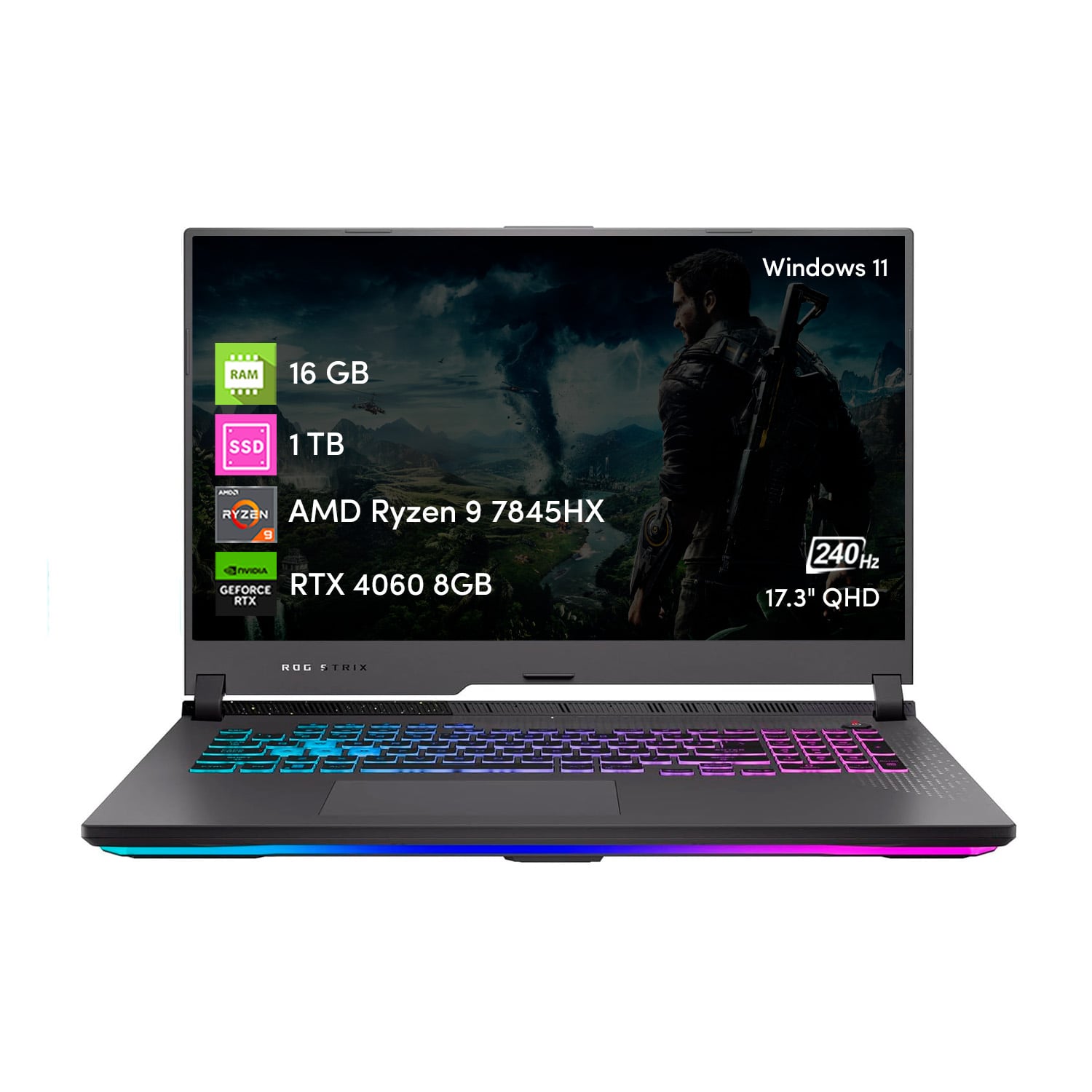 NOTEBOOK ASUS ROGSTRIX G17 RYZEN 9 16GB 1TB RTX4060 8GB 17.3 - 1
