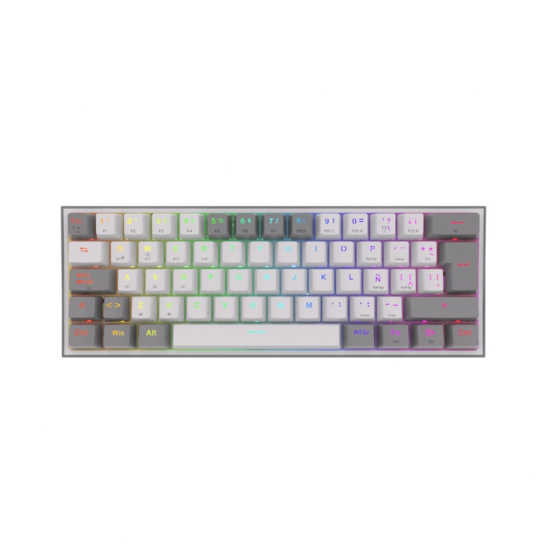 TECLADO INALAMBRICO REDRAGON FIZZ PRO K616-RGB WHITE/GREY - 1