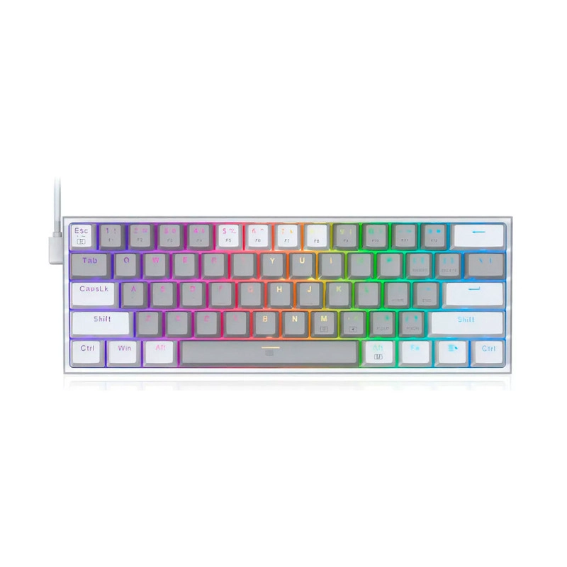 TECLADO GAMER REDRAGON K617 FIZZ RGB GREY/WHITE - 1