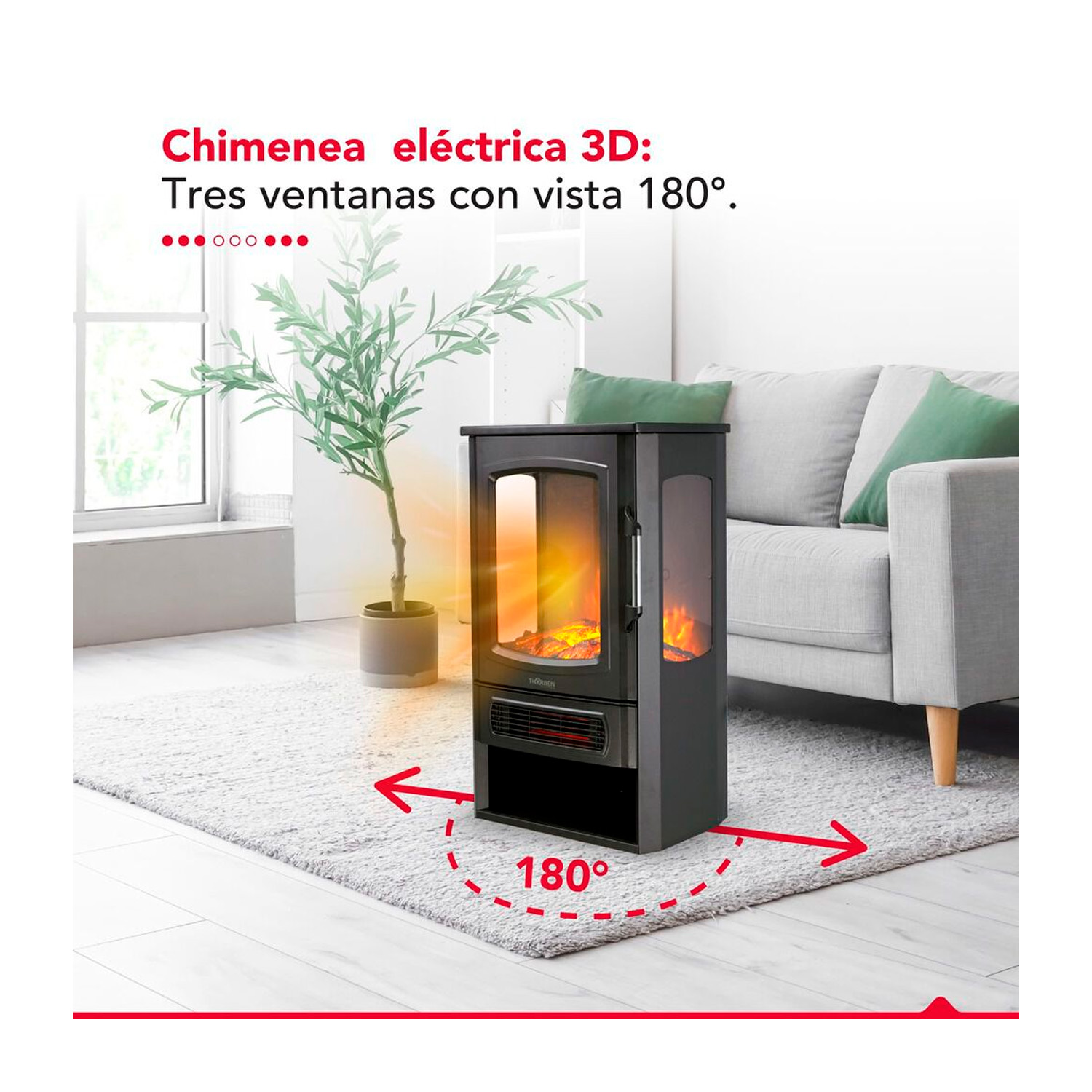 CHIMENEA ELECTRICA THORBEN FIREPLACE 3D PLUS 2000W - 3