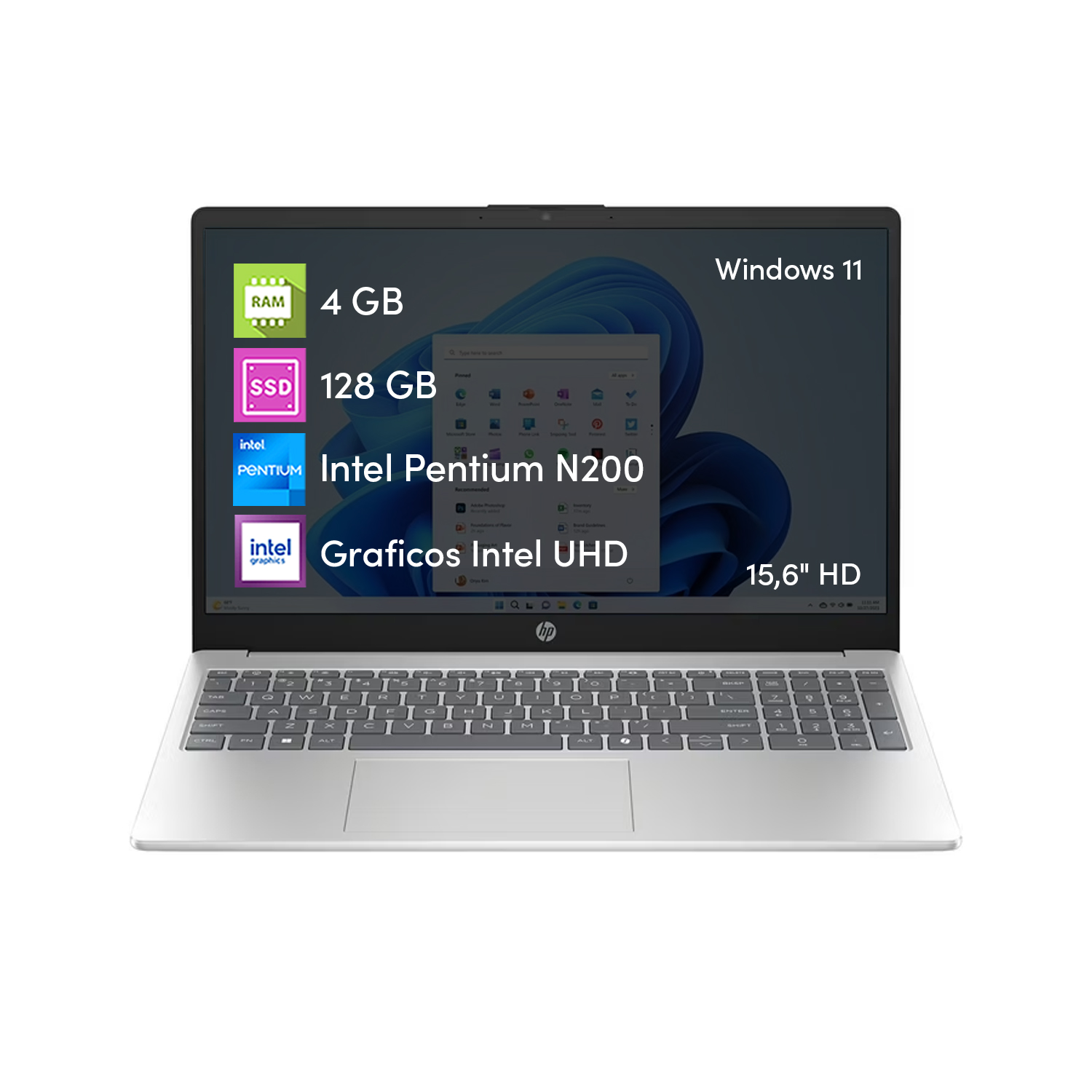 NOTEBOOK HP INTEL PENTIUM 4GB 128GB SSD 15.6' WIN11
