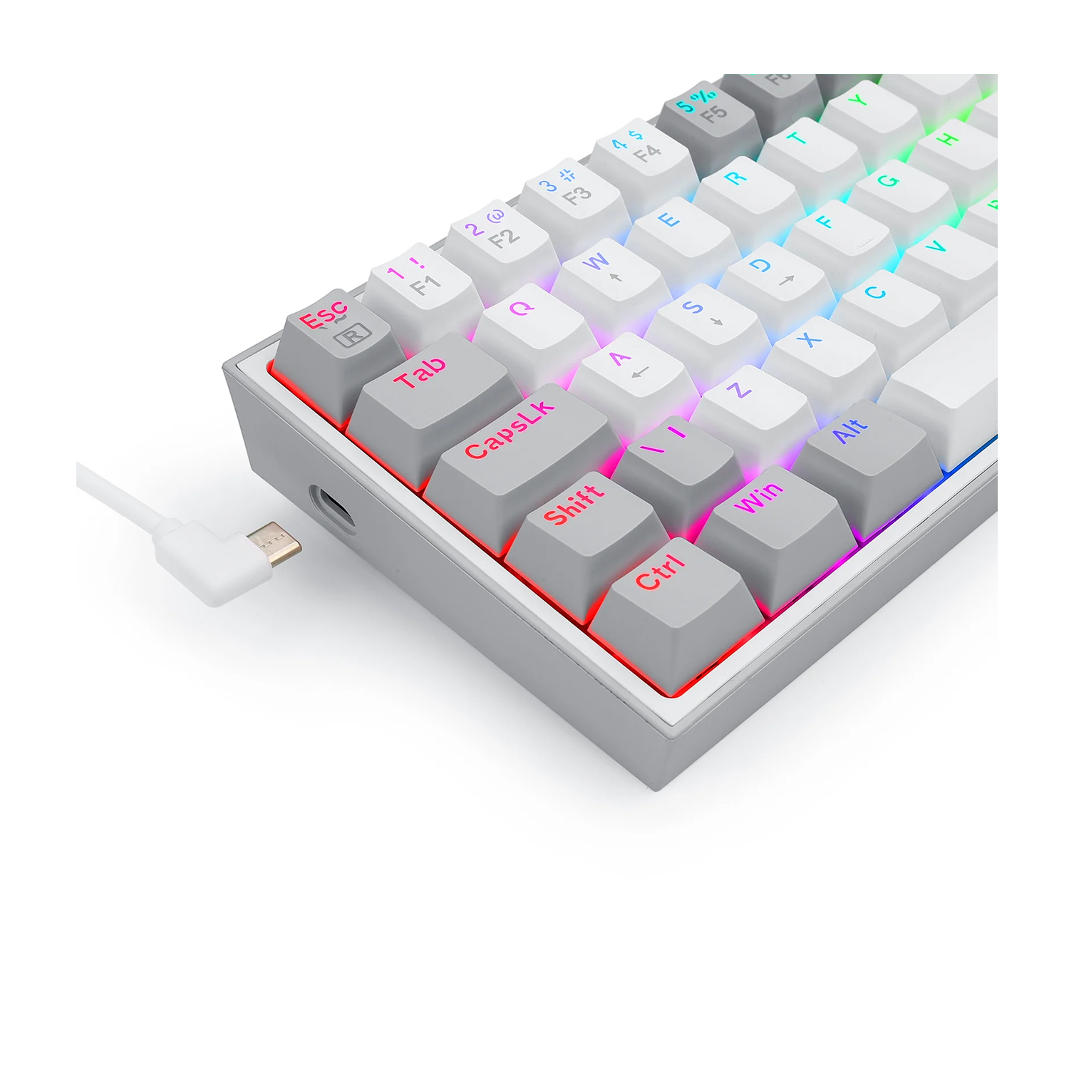 TECLADO GAMER REDRAGON K617 FIZZ RGB WHITE/GREY - 4