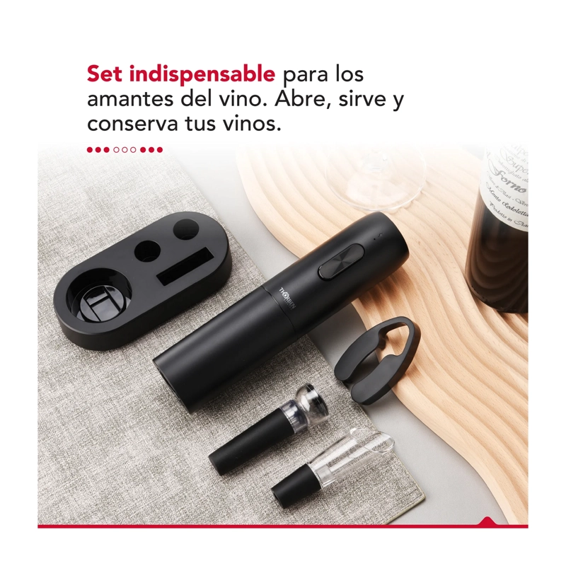 DESCORCHADOR ELÉCTRICO SET DE VINO THORBEN USB WINE SET - 4