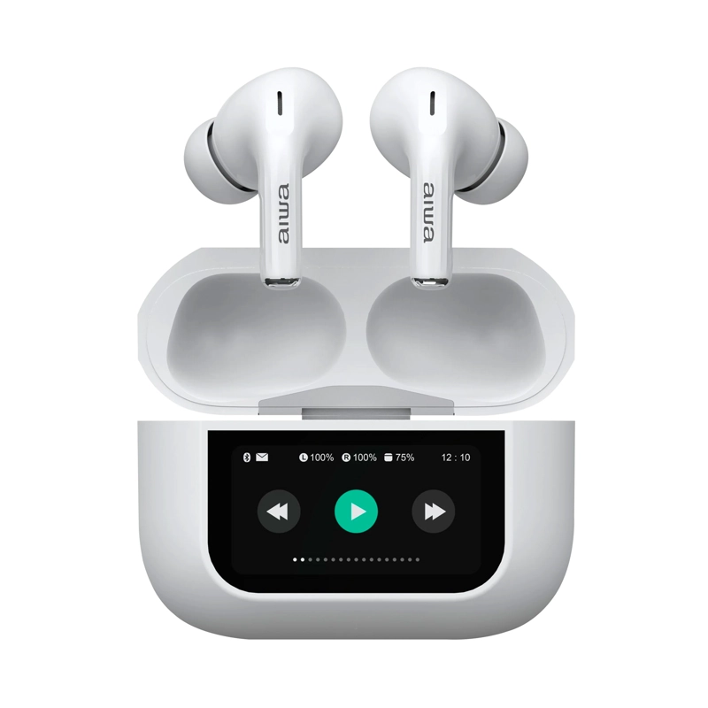 AUDIFONOS INALAMBRICOS AIWA IN EAR PANTALLA TACTIL AW-TWSGPRO EN COLOR BLANCO - 1