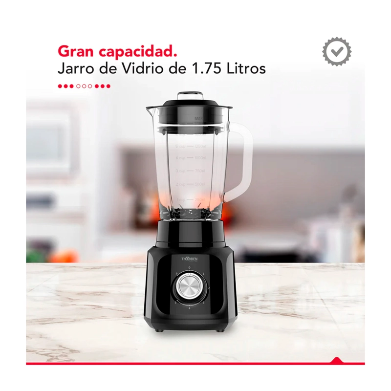 LICUADORA THORBEN MATT BLACK BLENDER 1.75L 600W 5 VEL - 4