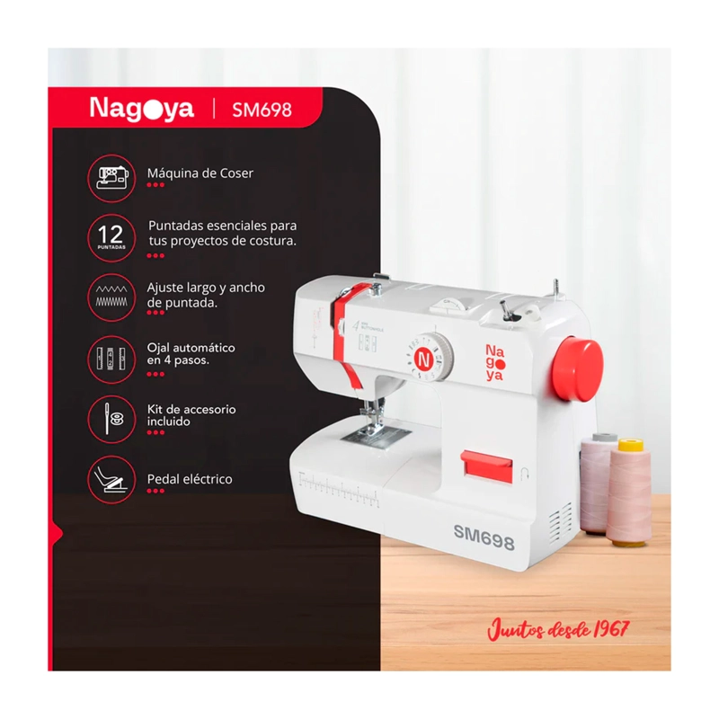MAQUINA DE COSER NAGOYA SM698 12 PUNTADAS - 2