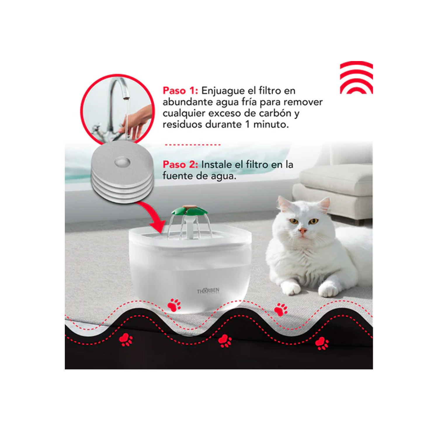 FILTRO FUENTE AGUA MASCOTAS THORBEN 4 FILTER WATER FOUNTAIN - 2