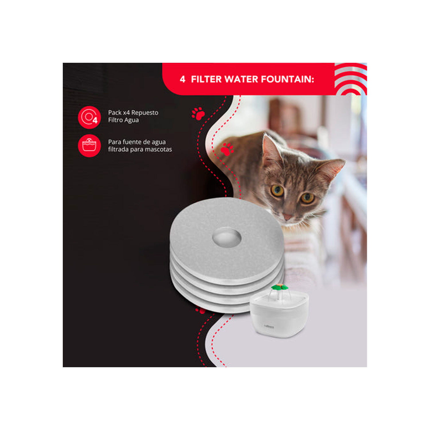 FILTRO FUENTE AGUA MASCOTAS THORBEN 4 FILTER WATER FOUNTAIN - 3