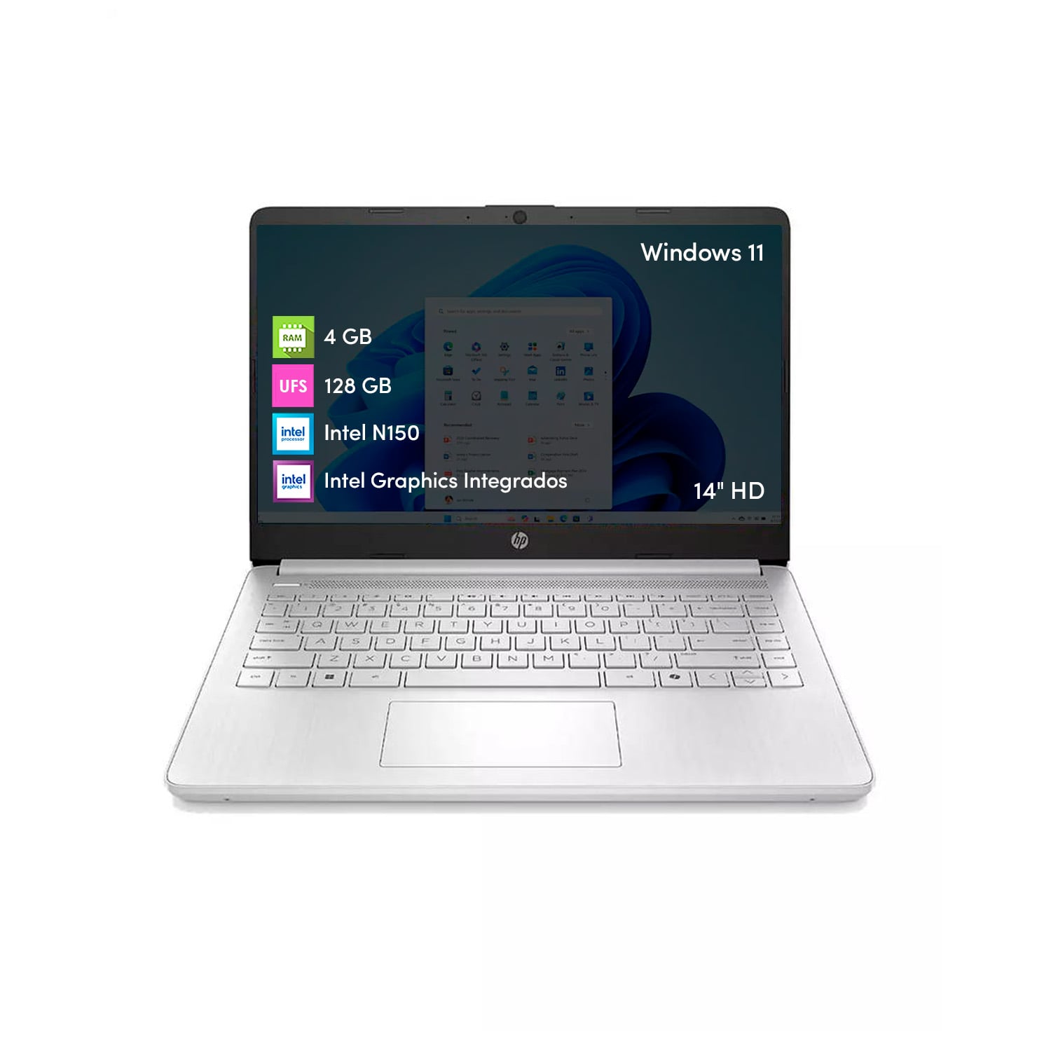 NOTEBOOK HP INTEL N150 4GB 128GB 14' HD GRIS - 1