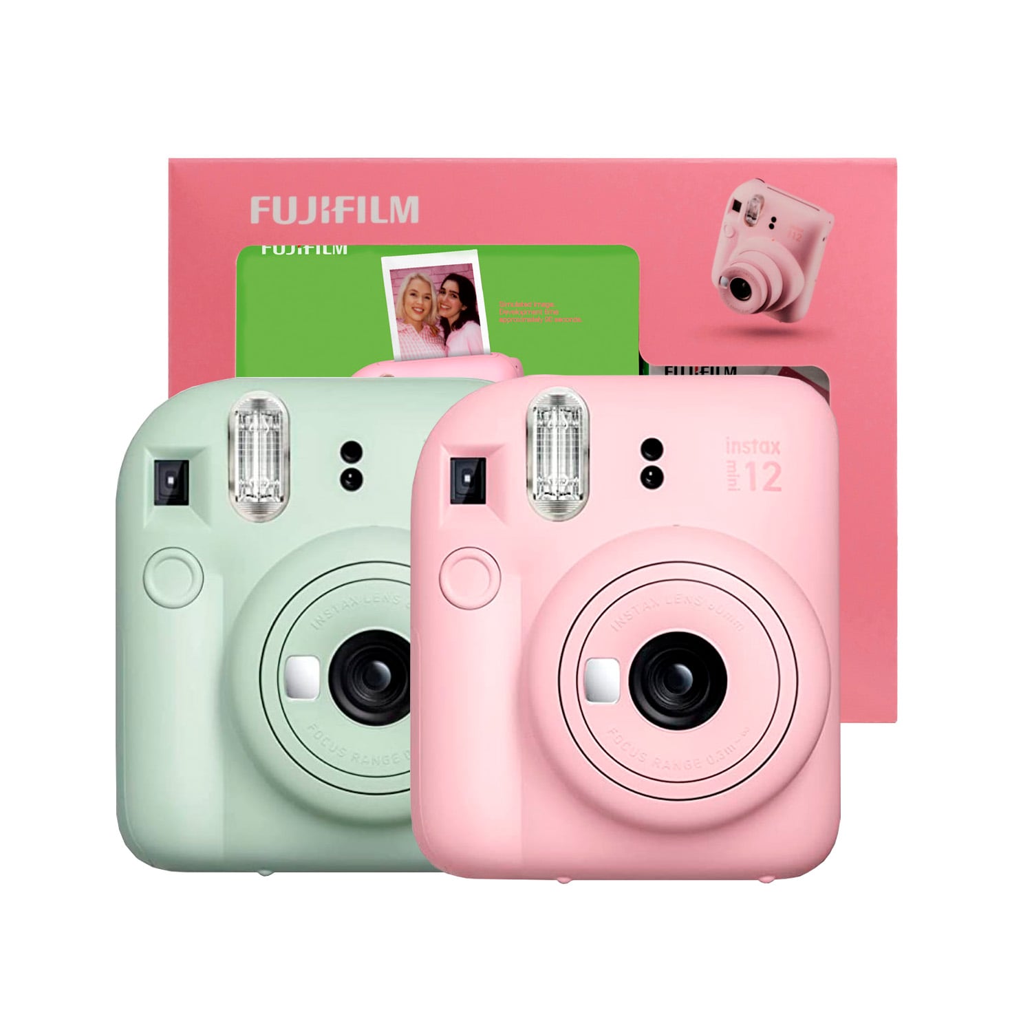 PACK CAMARAS INSTANTANEAS INSTAX MINI 12 VERDE Y ROSA - 1