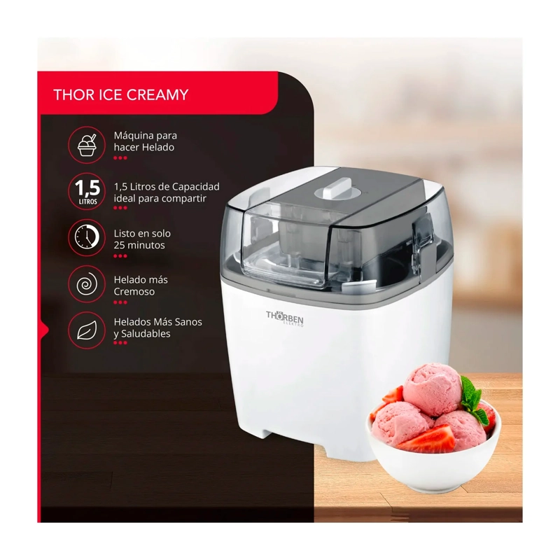 PACK THORBEN MAQUINA DE HELADOS ICE CREAMY + CUCHARA ELECTRICA 2 TEMPERATURAS - 4