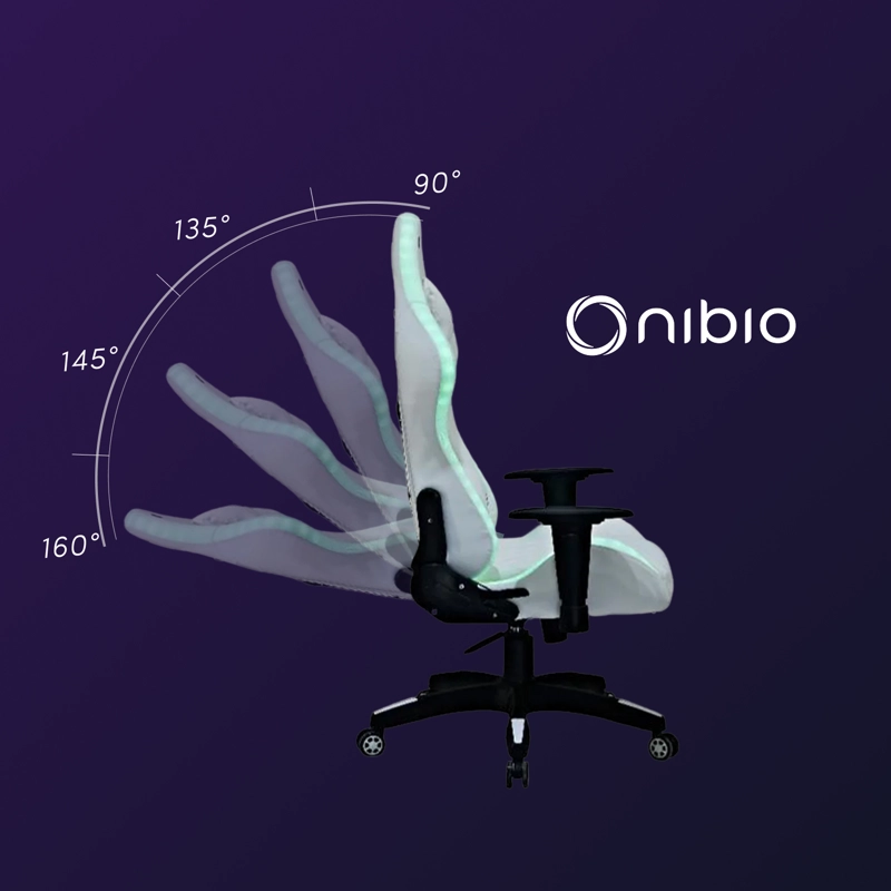 SILLA GAMER NIBIO PRO RGB CON CONTROL REMOTO APOYABRAZOS 2D RECLINABLE BLANCA - 5
