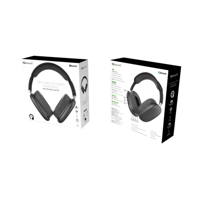 AUDIFONOS INALAMBRICOS IQ SOUND 170BT RADIO FM NEGRO - 4