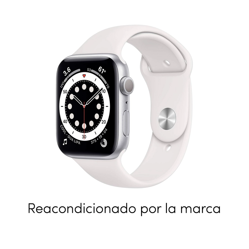 RELOJ APPLE WATCH SERIES 6 44MM GPS SILVER ALUMINUM CASE WHITE SPORT BAND - 3