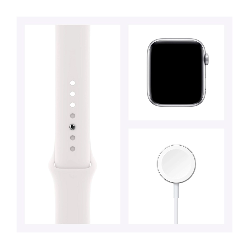 RELOJ APPLE WATCH SERIES 6 44MM GPS SILVER ALUMINUM CASE WHITE SPORT BAND - 6