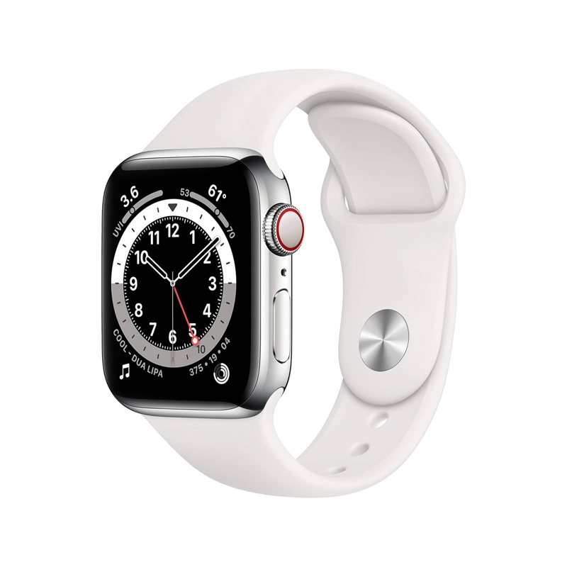 RELOJ APPLE WATCH SERIES 6 40MM GPS + CELULAR SILVER STAINLESS STEEL WHITE SPORT - 1