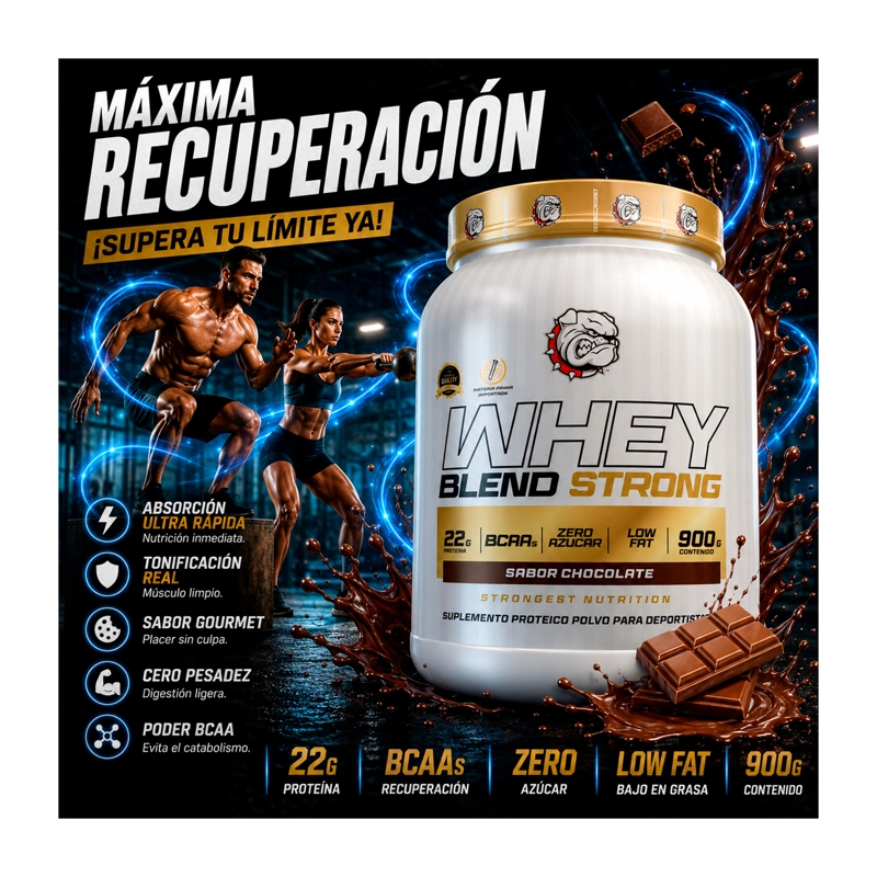 PROTEINA WHEY BLEND STRONGEST 900G CHOCOLATE - 2