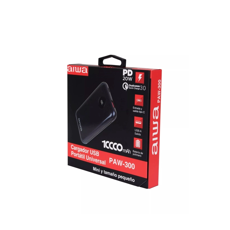 CARGADOR PORTATIL POWERBANK AIWA AW-PAW300 10000 MAH CABLE TIPO C AZUL - 3