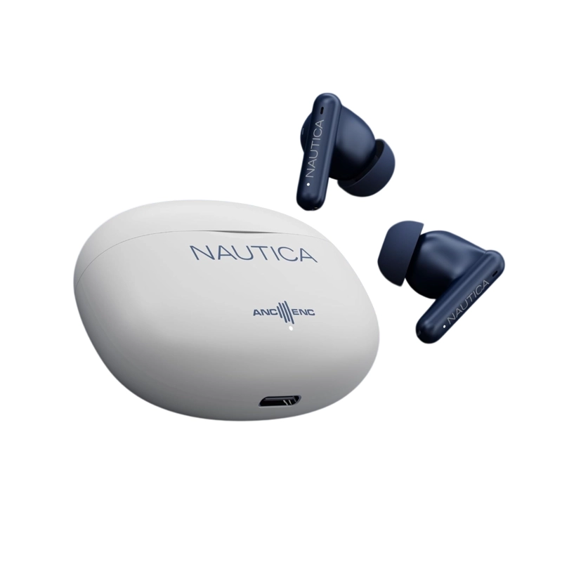 AUDIFONOS INALAMBRICOS NAUTICA T680 HYBRID NOISE CANCELLING BLANCO Y AZUL - 2