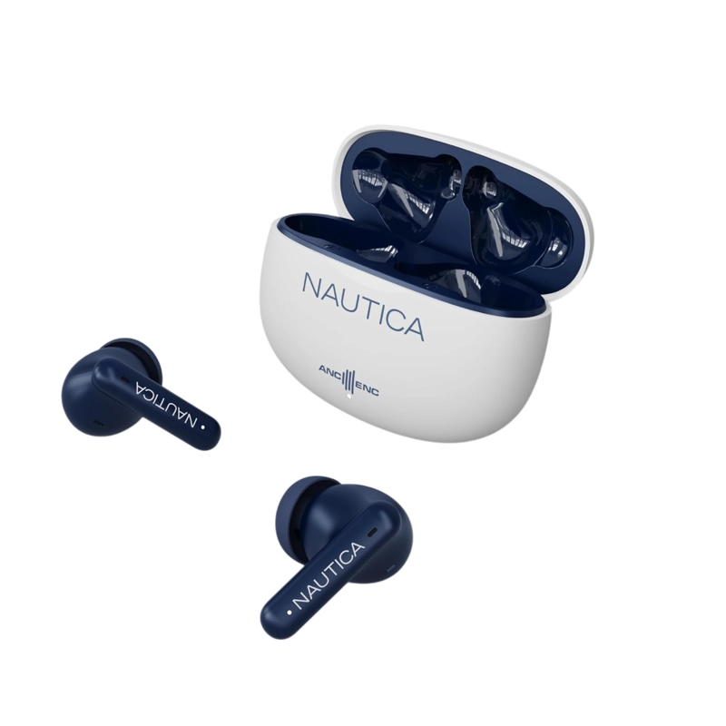 AUDIFONOS INALAMBRICOS NAUTICA T680 HYBRID NOISE CANCELLING BLANCO Y AZUL - 3