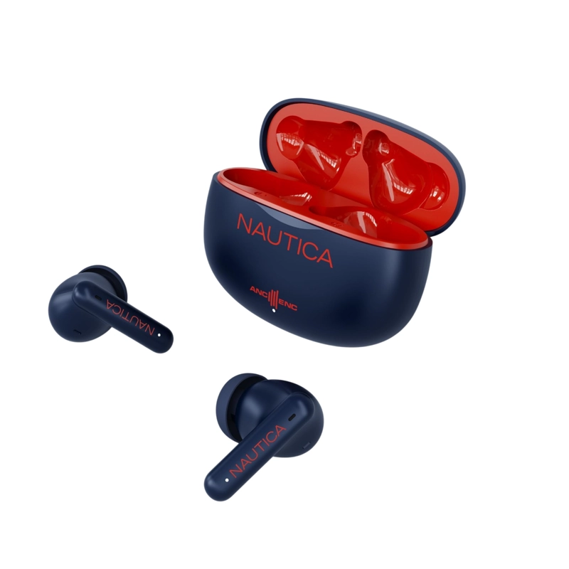 AUDIFONOS INALAMBRICOS NAUTICA T680 HYBRID NOISE CANCELLING AZUL Y ROJO - 2