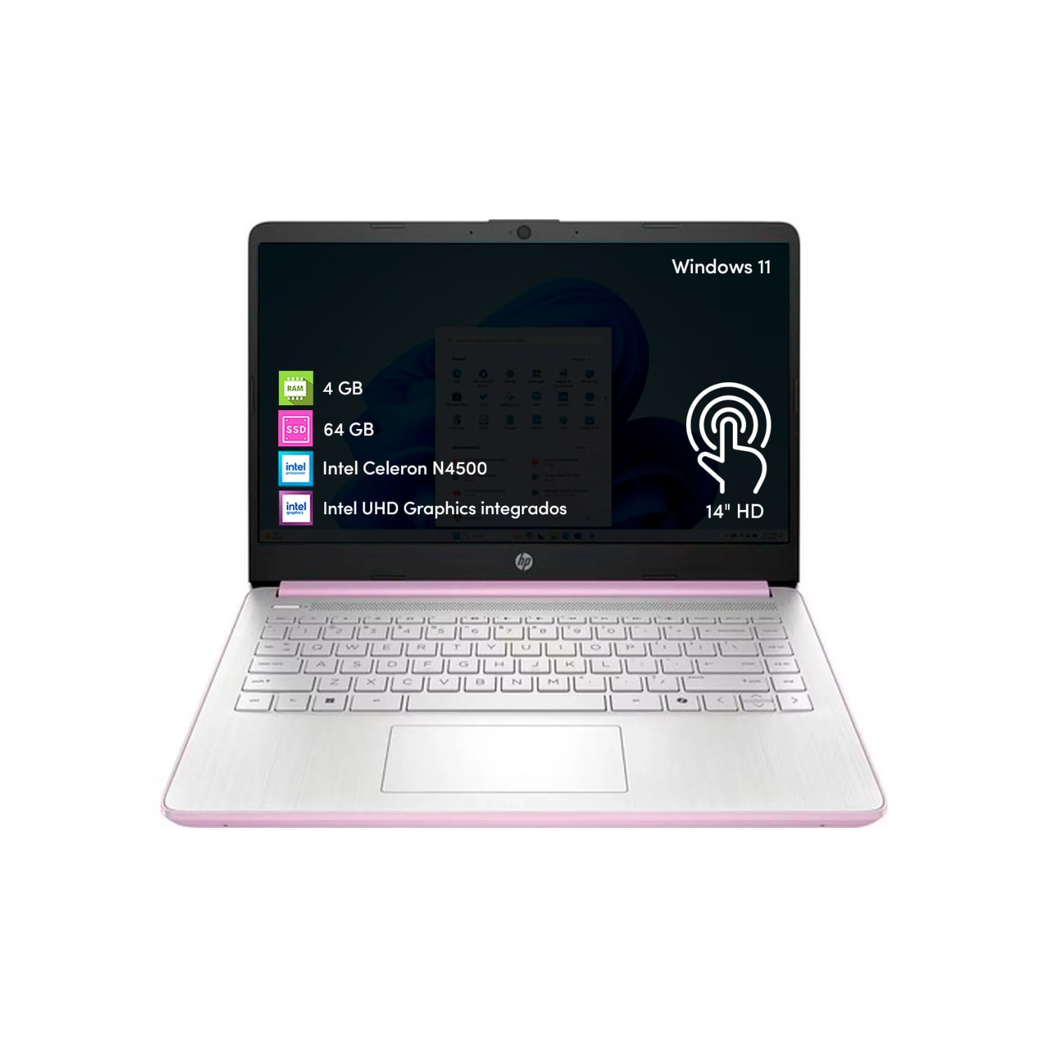 NOTEBOOK HP CELERON 4GB 64GB 14' TACTIL HD W11 - 1