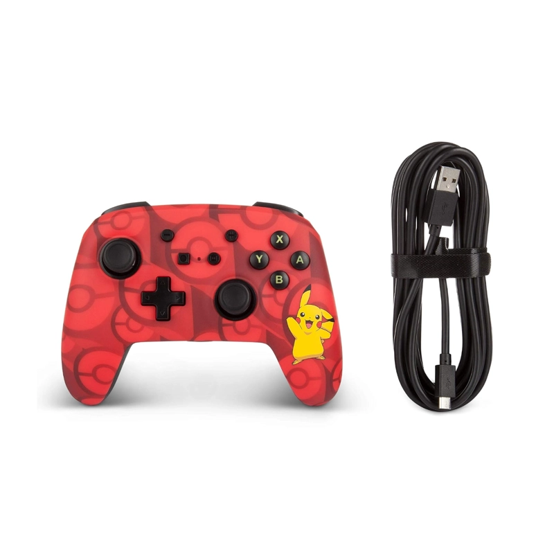 CONTROL JOYSTICK POWER A PIKACHU NINTENDO SWITCH ROJO USB - 3