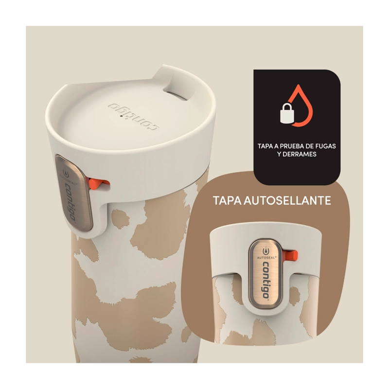 BOTELLA TERMICA CONTIGO WEST LOOP 473ML ANTIDERRAME FRIO Y CALOR OATMILK - 3