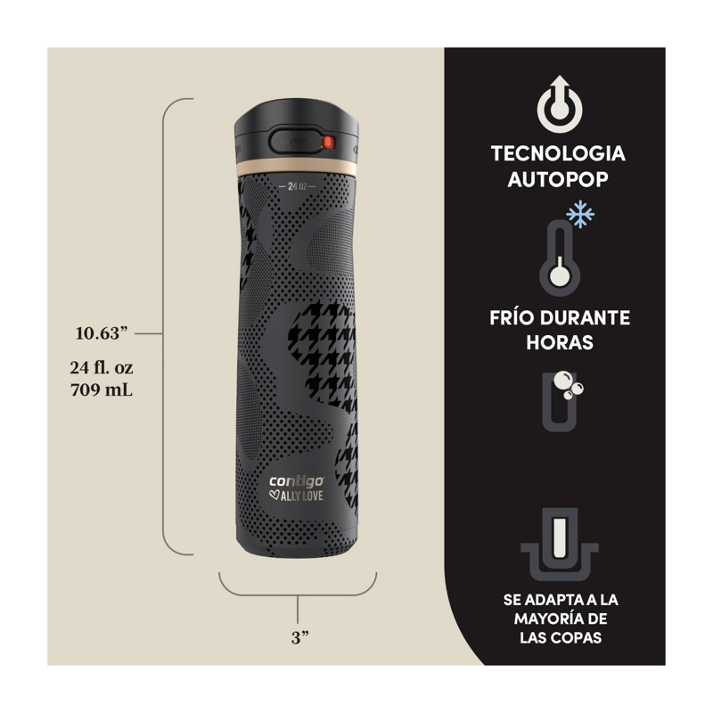 BOTELLA TERMICA CONTIGO AUTOPOP JACKSON 710ML ANTIDERRAME NEGRO - 2