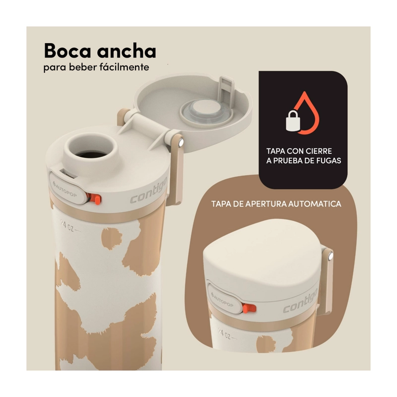 BOTELLA TERMICA CONTIGO AUTOPOP JACKSON 710ML ANTIDERRAME OATMILK - 2